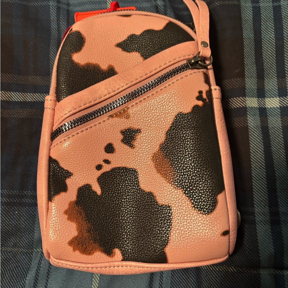 Montana West Pink and Black Cow Print Backpack